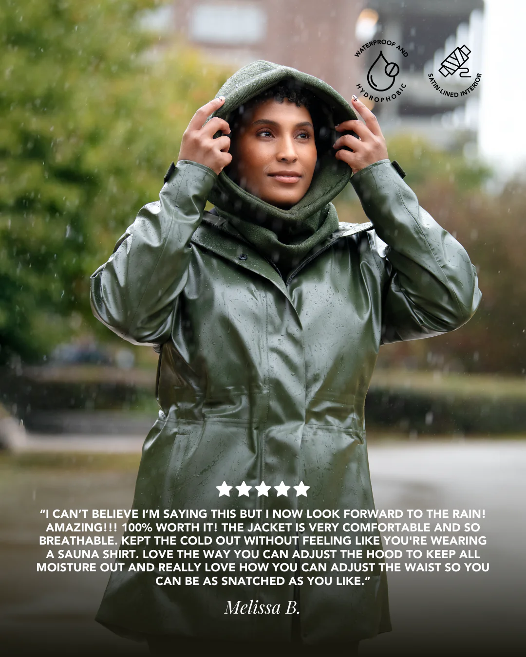 Hairbrella Satin-Lined, Waterproof Rain Jacket - Image 5